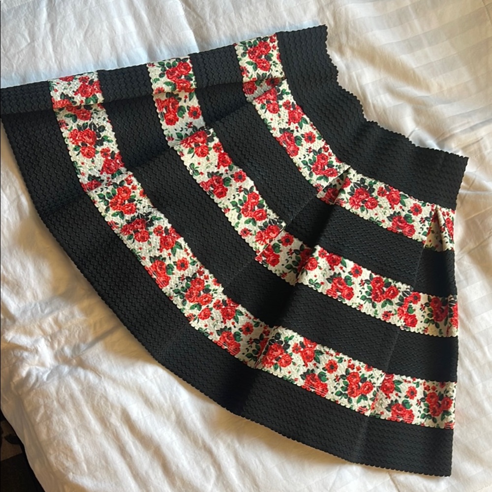 Floral Black and Red Women's Skirt